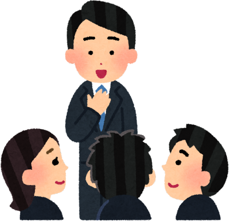 Illustration of a Businessman Introducing Himself to Colleagues